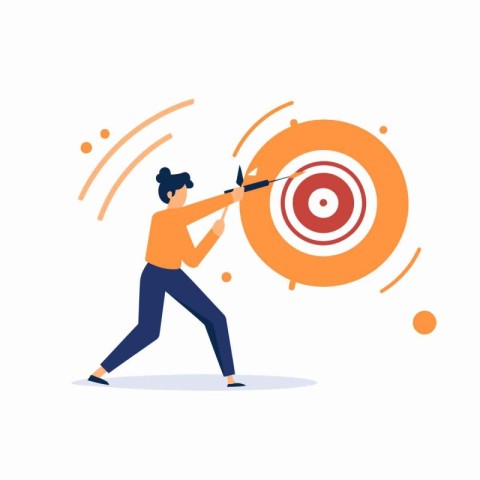 Target with arrow flat vector illustration. Business goal achiev