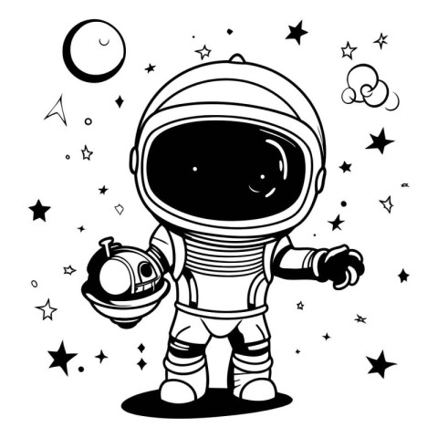 Astronaut cartoon design. Mascot pet animal galaxy and space the