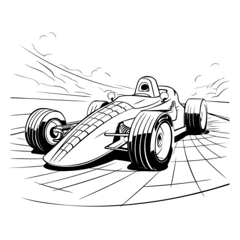 illustration of a vintage race car on a race track. sketch for y