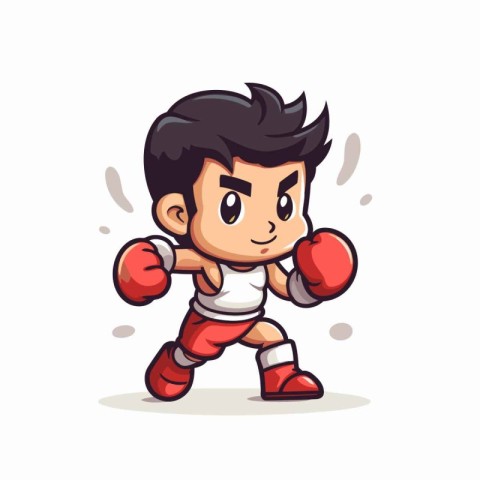 Boxing Boy - Cute Cartoon Vector IllustrationÃ¯Â»Â¿