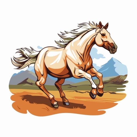 Horse running in the field. Vector illustration of a horse.