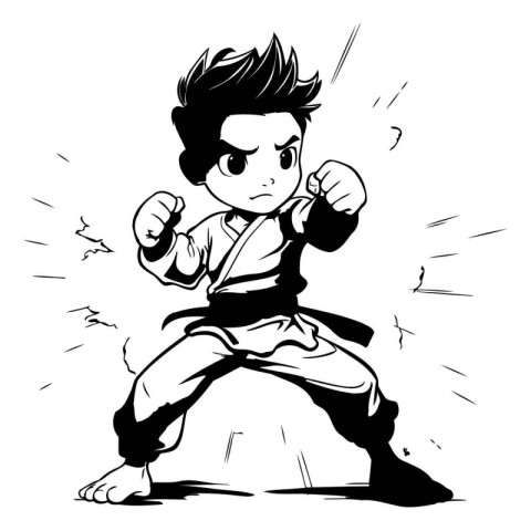 Taekwondo boy. Vector illustration ready for vinyl cutting.