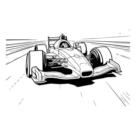 Vintage race car. Vector illustration for your design. Black and