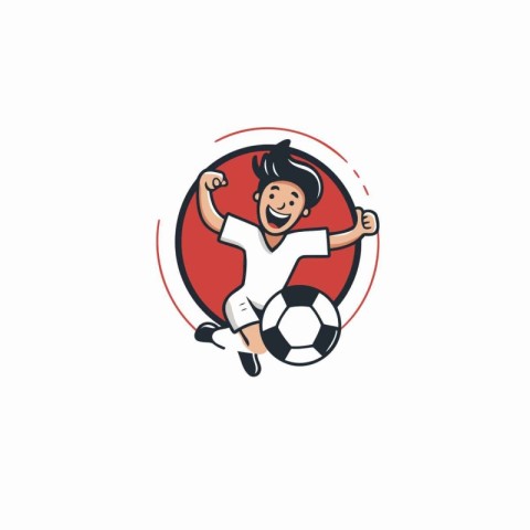 Soccer player vector logo design template. Soccer player with ba