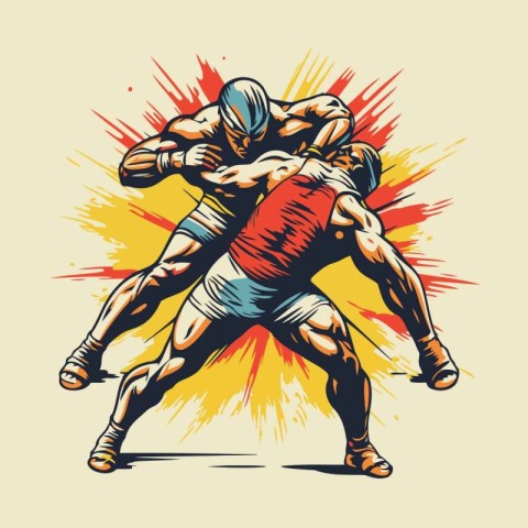 Rugby players action cartoon sport graphic vector. T-shirt print