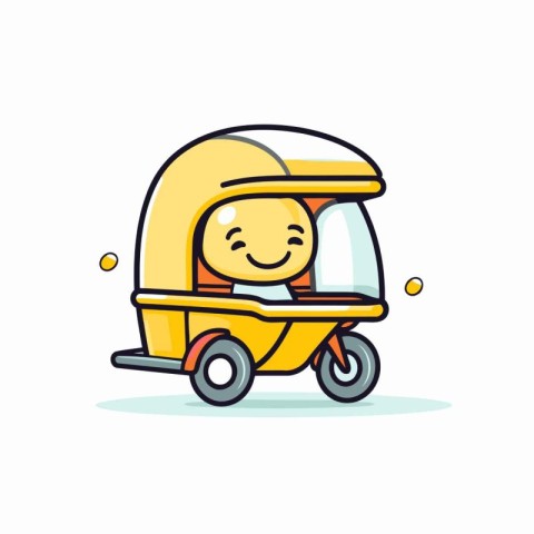 Cute smiling baby in a rickshaw. Vector illustration.