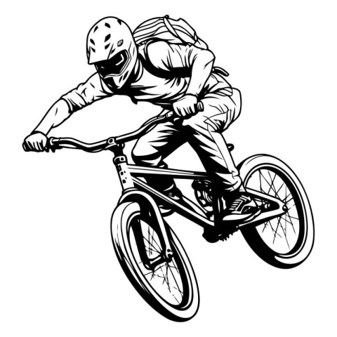 Bmx rider. Vector illustration ready for vinyl cutting. Monochro