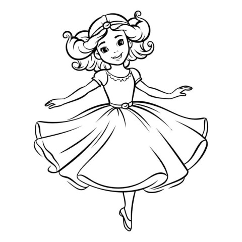 Cute little ballerina in a dress. Vector illustration.