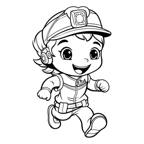 Coloring Page Outline Of cartoon firefighter. Coloring book for