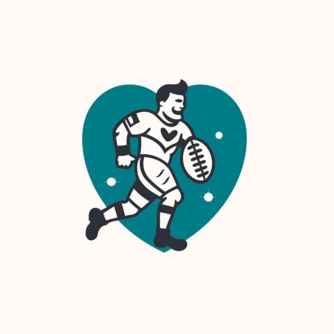 American football player with ball in hand. Vector illustration