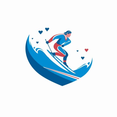 Skiing vector logo template. Skiing logo. Vector illustration.