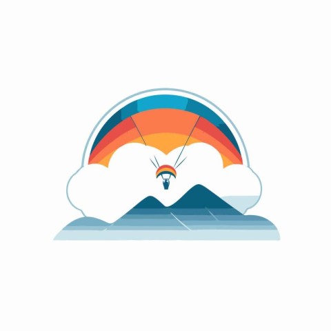 Vector illustration of a flying parachute in the form of a rainb