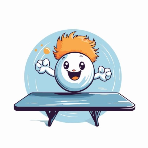 Cartoon character of bowling ball. Vector illustration on white