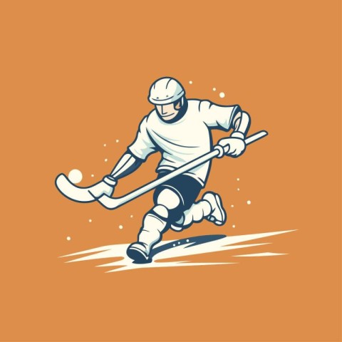 Ice hockey player. Vector illustration of a hockey player in act