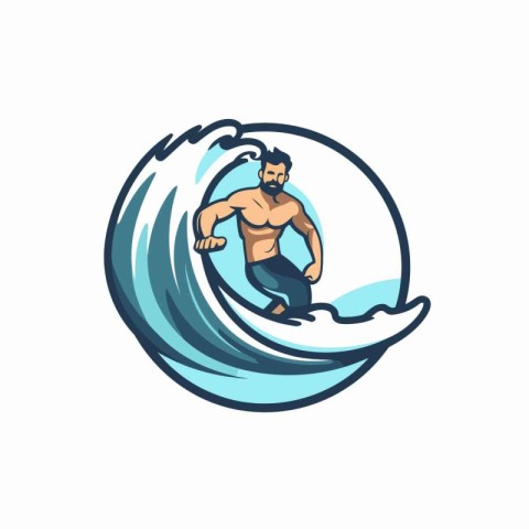 Surfer logo. Vector illustration of a man surfing on a wave.