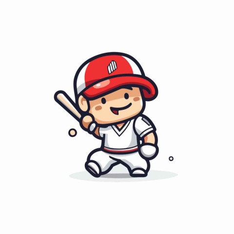 Baseball player cartoon character with bat and ball vector Illus