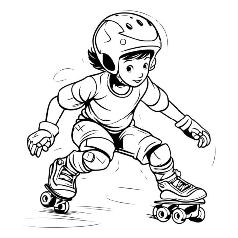 Roller skater boy. Vector illustration ready for vinyl cutting.