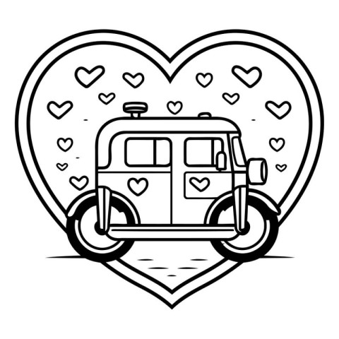 tuk tuk icon in heart shape vector illustration graphic design.