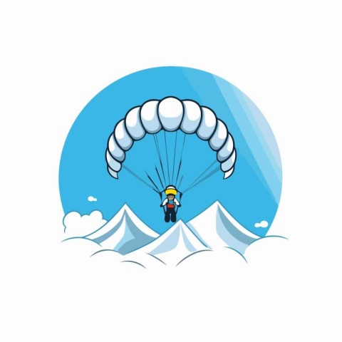 Parachutist on the background of mountains. Vector illustration.