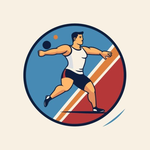 Illustration of a handball player throwing ball viewed from fron