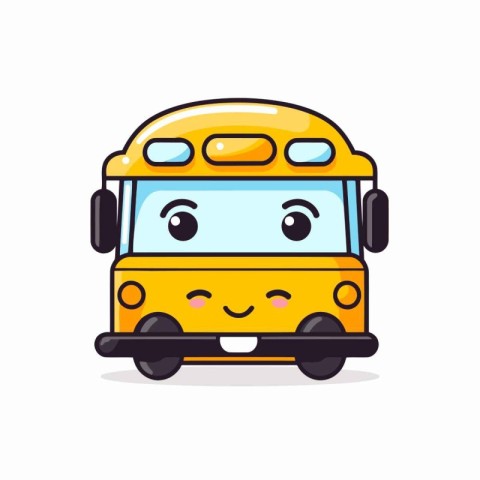 Cute happy school bus character. Vector flat cartoon illustratio