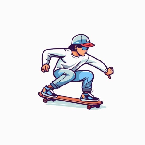 Skateboarder vector illustration. Skateboarder riding on a skate