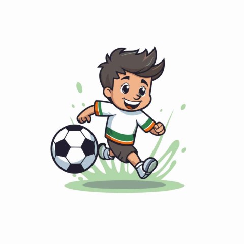 Soccer player with ball cartoon vector Illustration on a white b