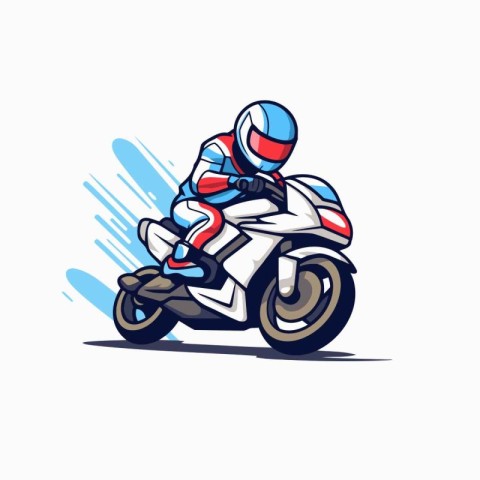 Motorcyclist in sportswear riding a motorcycle. Vector illustrat