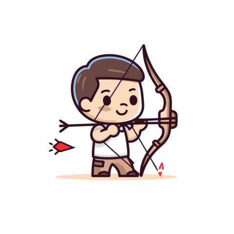 Cupid with bow and arrow cartoon vector illustration. Cute boy i