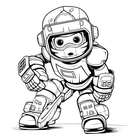 Astronaut - Black and White Cartoon Mascot Illustration