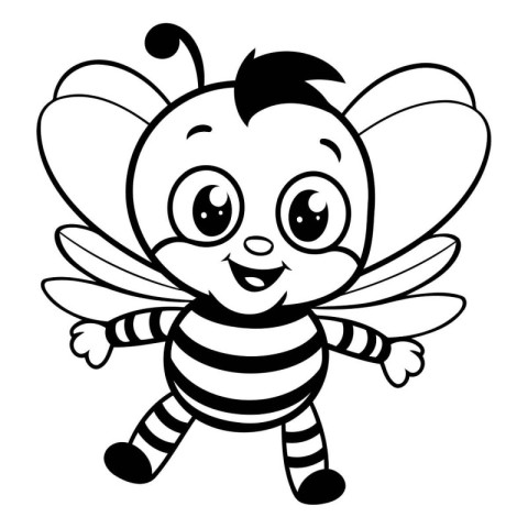 Cute Bee Cartoon Mascot Character Isolated on White Background