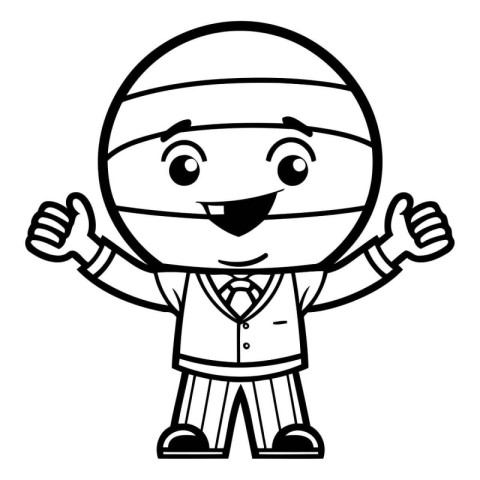 Outlined Smiling Businessman Cartoon Character Showing Thumbs Up