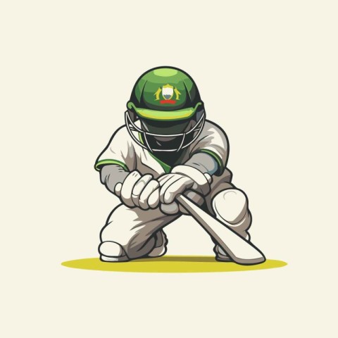 Cricket player with bat and ball. Vector illustration of cricket