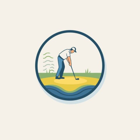 Golf club logo. Golf player playing golf. Vector illustration.