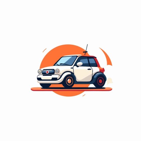 Car on the road. Flat vector illustration isolated on white back