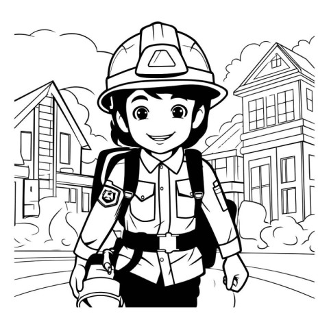 Firefighter girl cartoon design vector illustration graphic desi