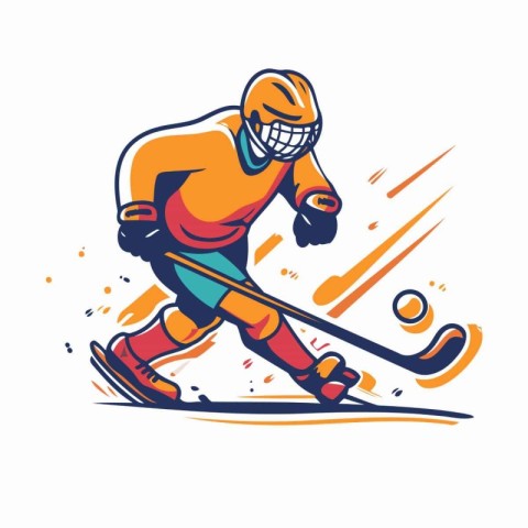 Hockey player. sport vector logo. logotype. emblem. badge.