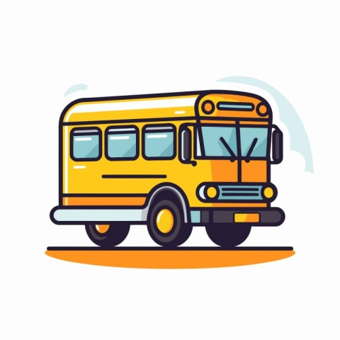 School bus icon. Flat vector illustration of school bus isolated