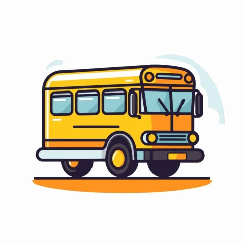 School bus icon. Flat vector illustration of school bus isolated