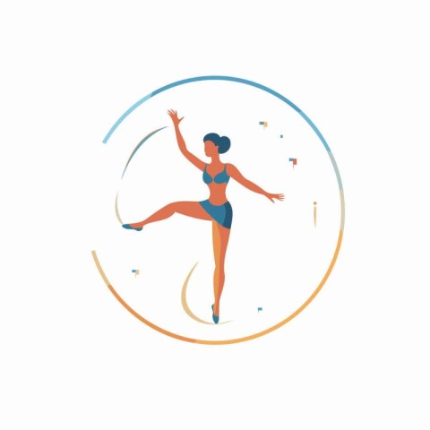 Vector illustration of a girl in a swimsuit dancing in the circl