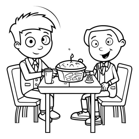 Coloring Page Outline Of Two Businessmen Having Lunch At Table