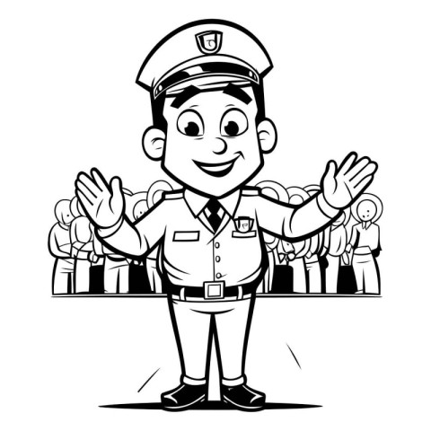 Illustration of a Police Officer or Policeman Cartoon Character