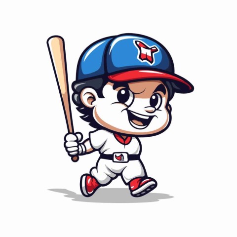 Baseball Player Mascot Cartoon Mascot Vector Illustration