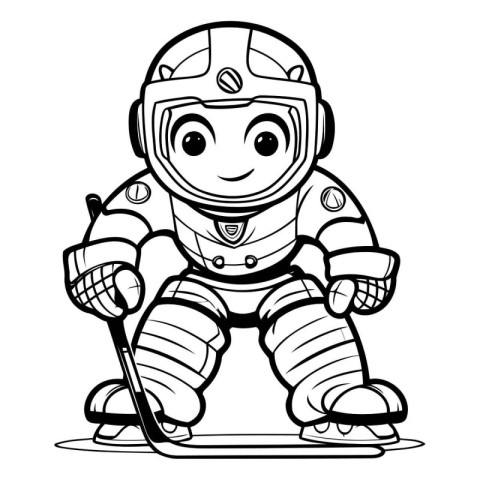 Coloring Page Outline Of Cartoon Ice Hockey Player Mascot Charac