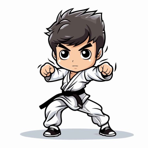 Taekwondo Boy Cartoon Mascot Character Vector Illustration