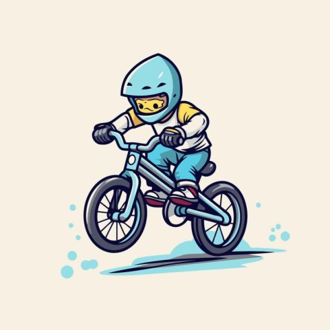 Vector illustration of a motocross rider in helmet riding a bike