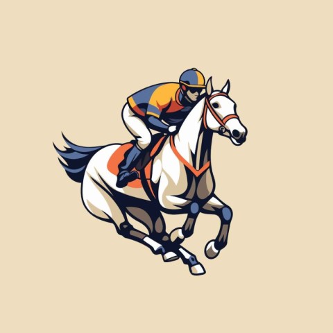 Horse jockey riding on gallop. Vector illustration for your desi