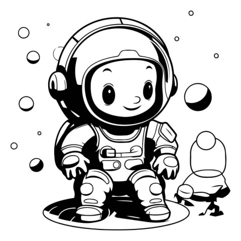 Cute Cartoon Astronaut in space suit. Vector Illustration.