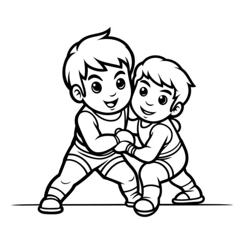 Boy and girl cartoon vector illustration. Boy and girl doodle.