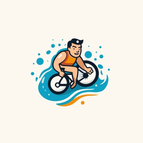 Cyclist vector icon. Vector illustration of a cyclist riding a b